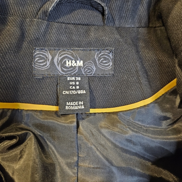 Peacoat/Military Style Trench Coat Black H&M Size 8 - Picture 5 of 8